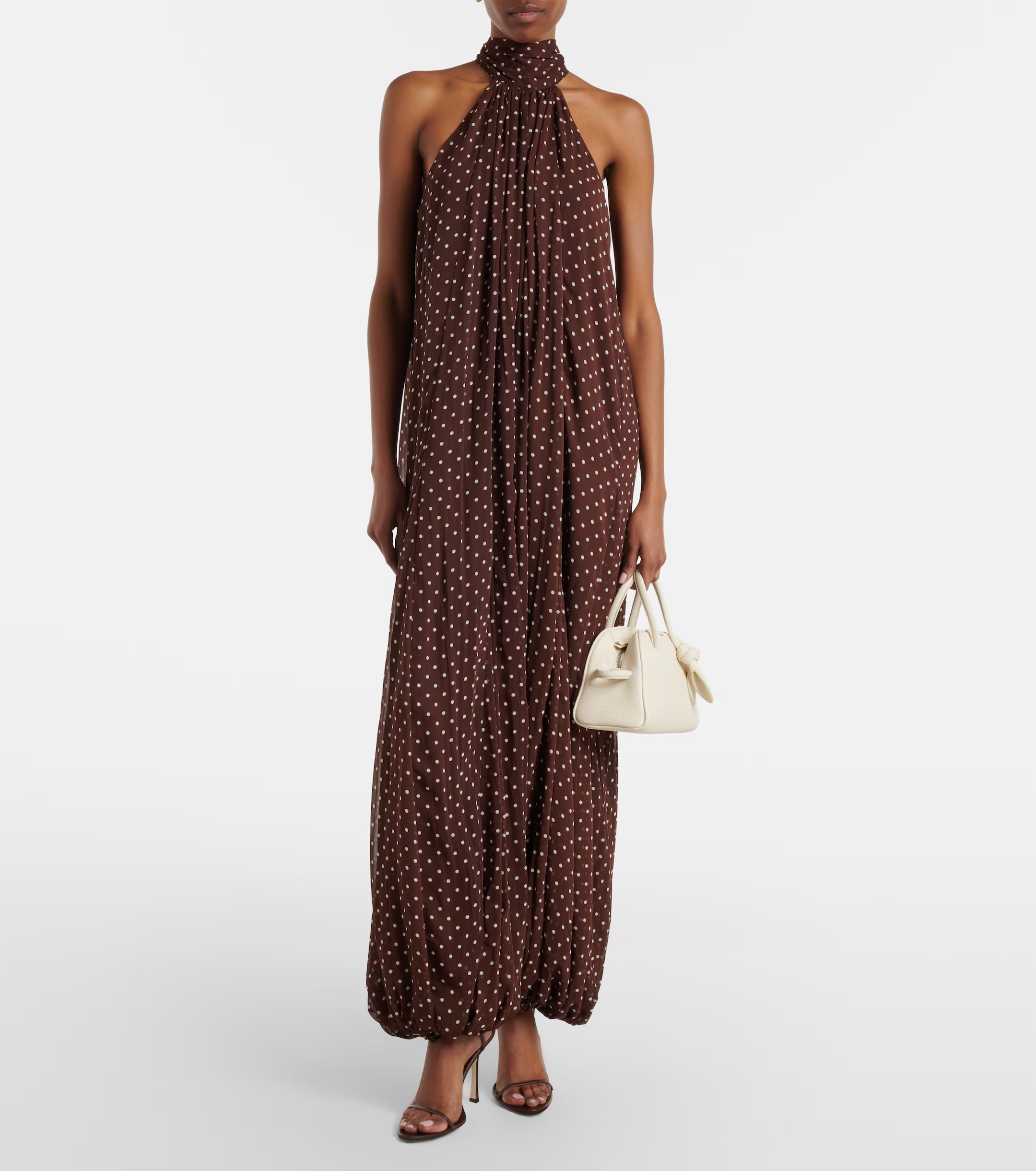 Rotate Polka-Dot Chiffon Halterneck Jumpsuit