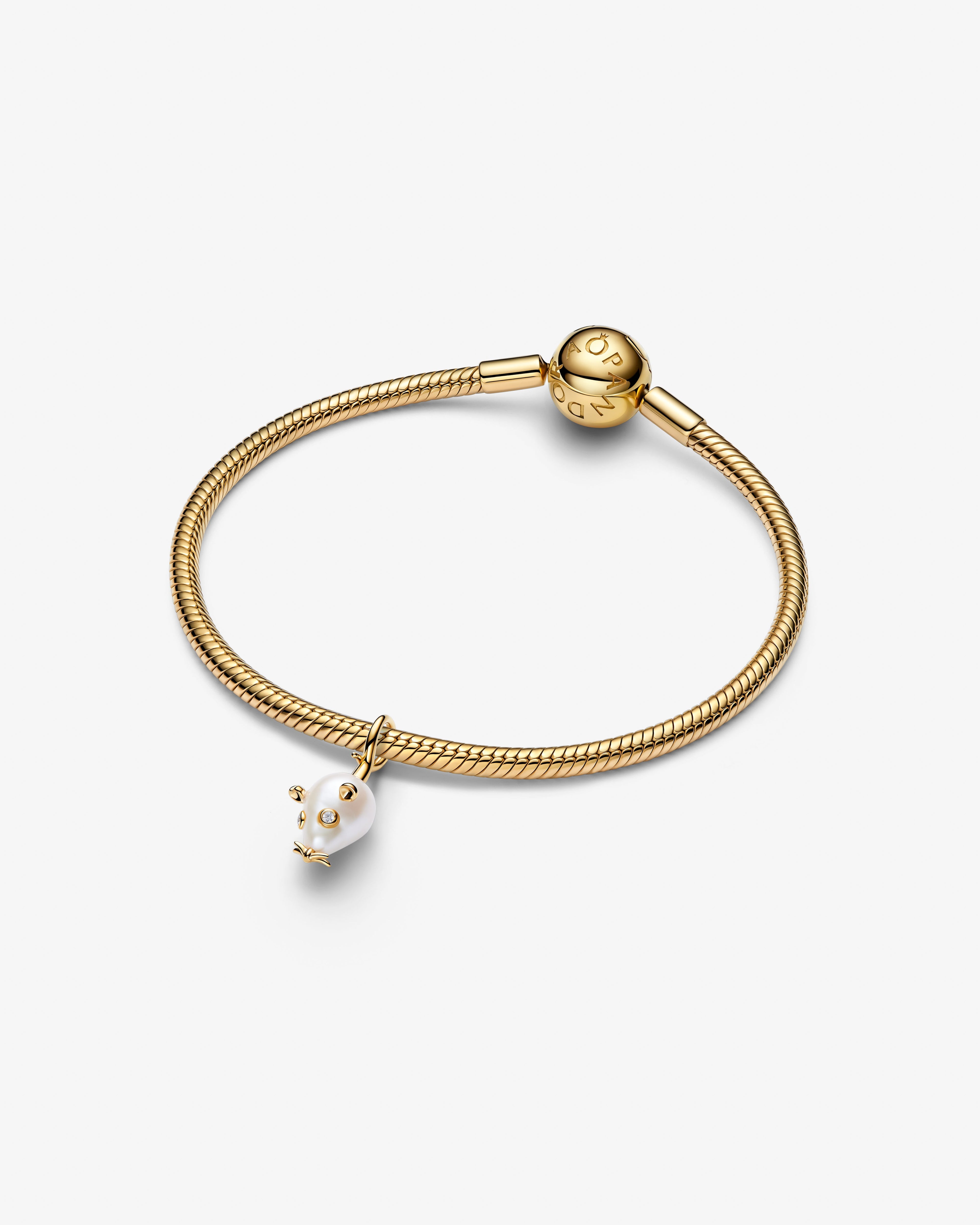 Pandora Mouse Pendant Pearl Gold
