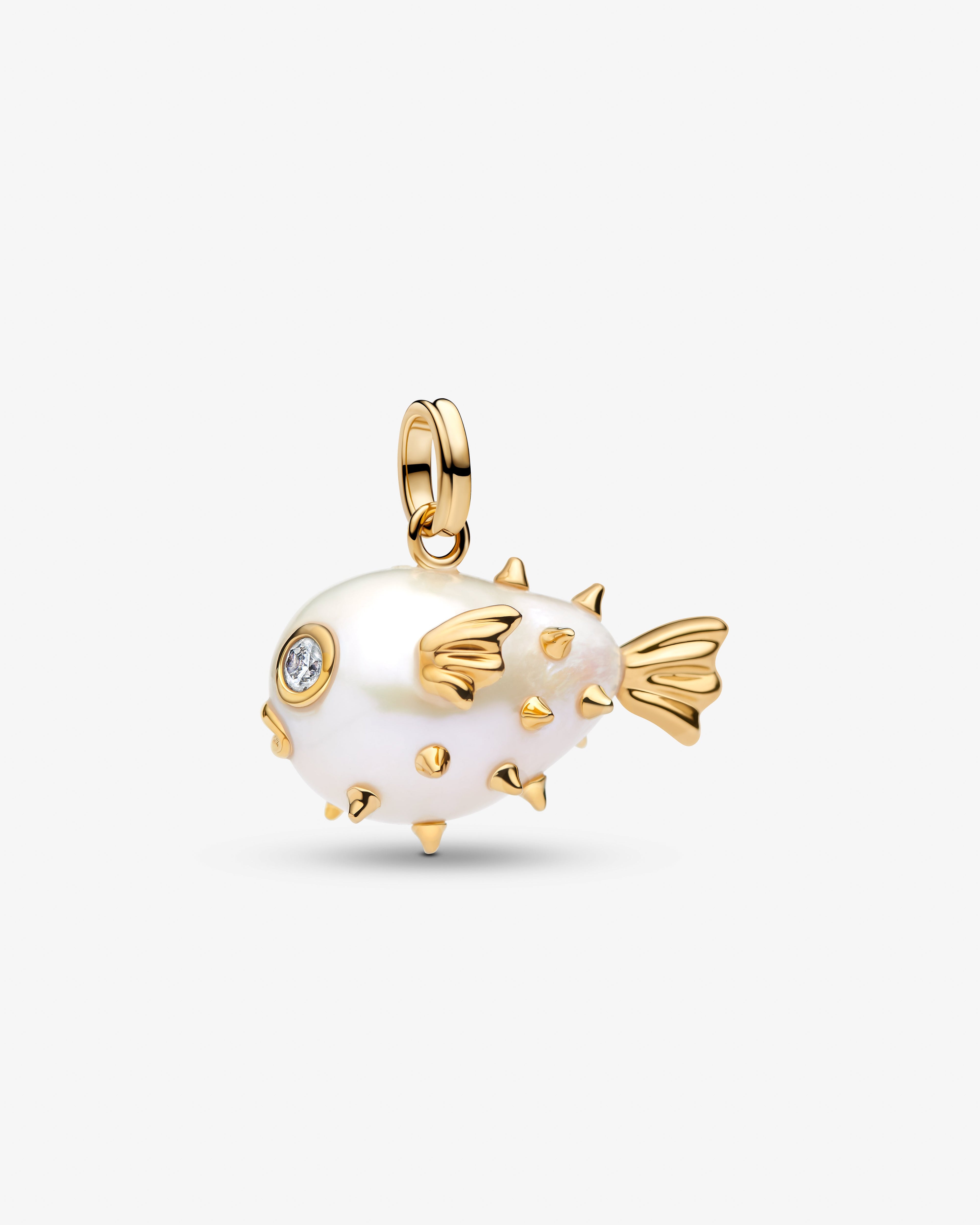 Pandora XL Pufferfish Pendant Pearl Gold
