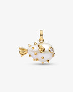 Pandora XL Pufferfish Pendant Pearl Gold