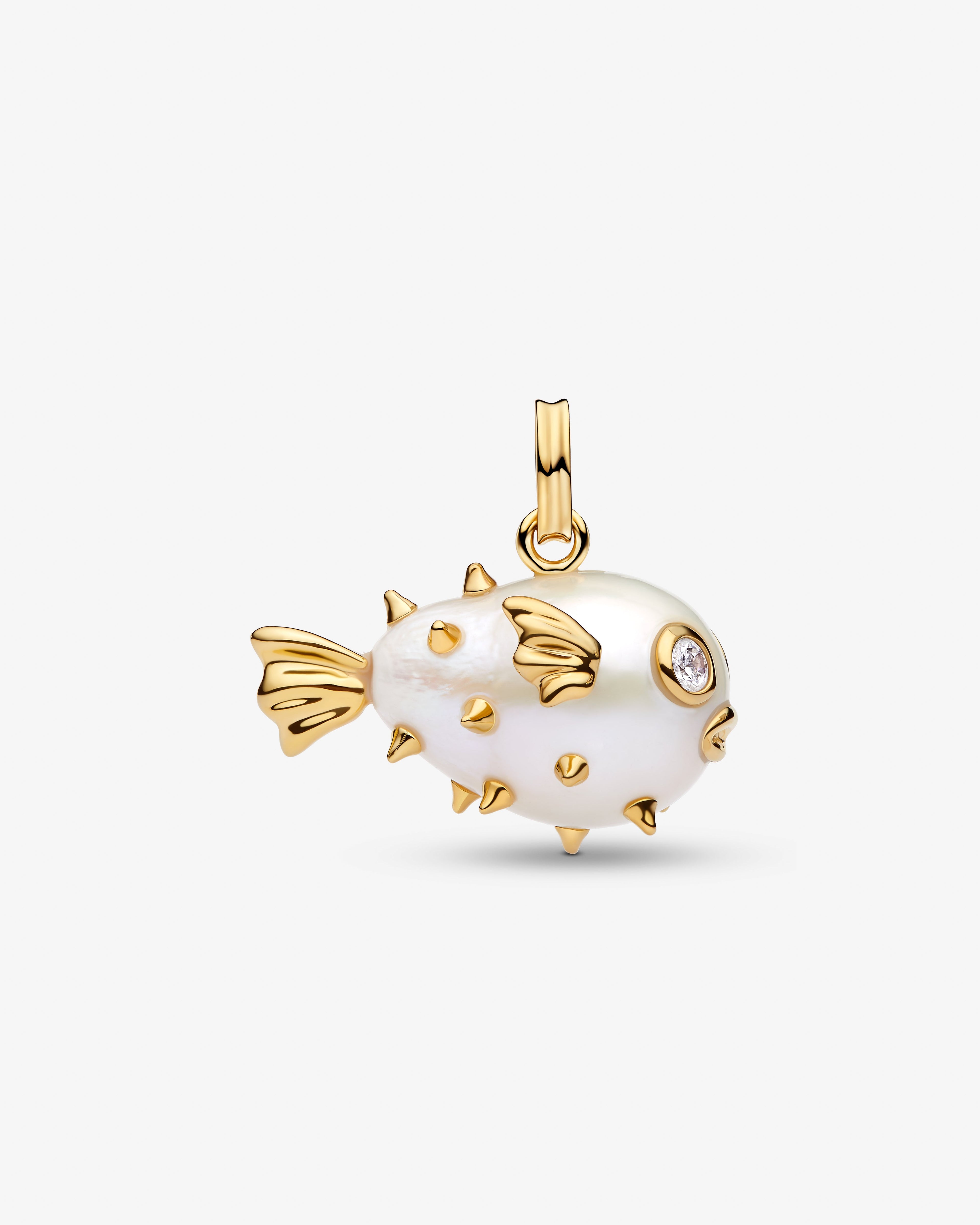 Pandora XL Pufferfish Pendant Pearl Gold