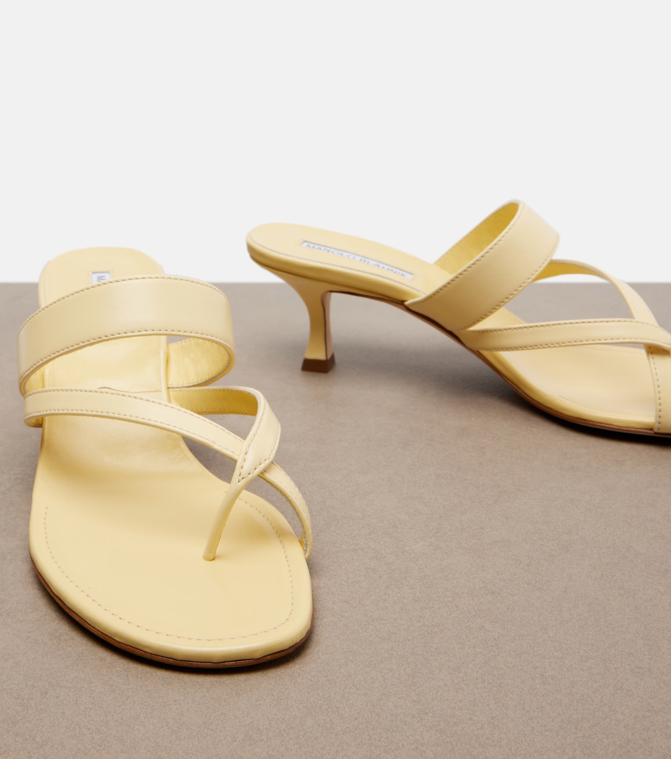 Manolo Blahnik Susa Leather Thong Sandals – Yellow