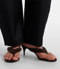 Alaïa Suede Thong Sandals – Brown
