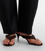 Alaïa Suede Thong Sandals – Brown