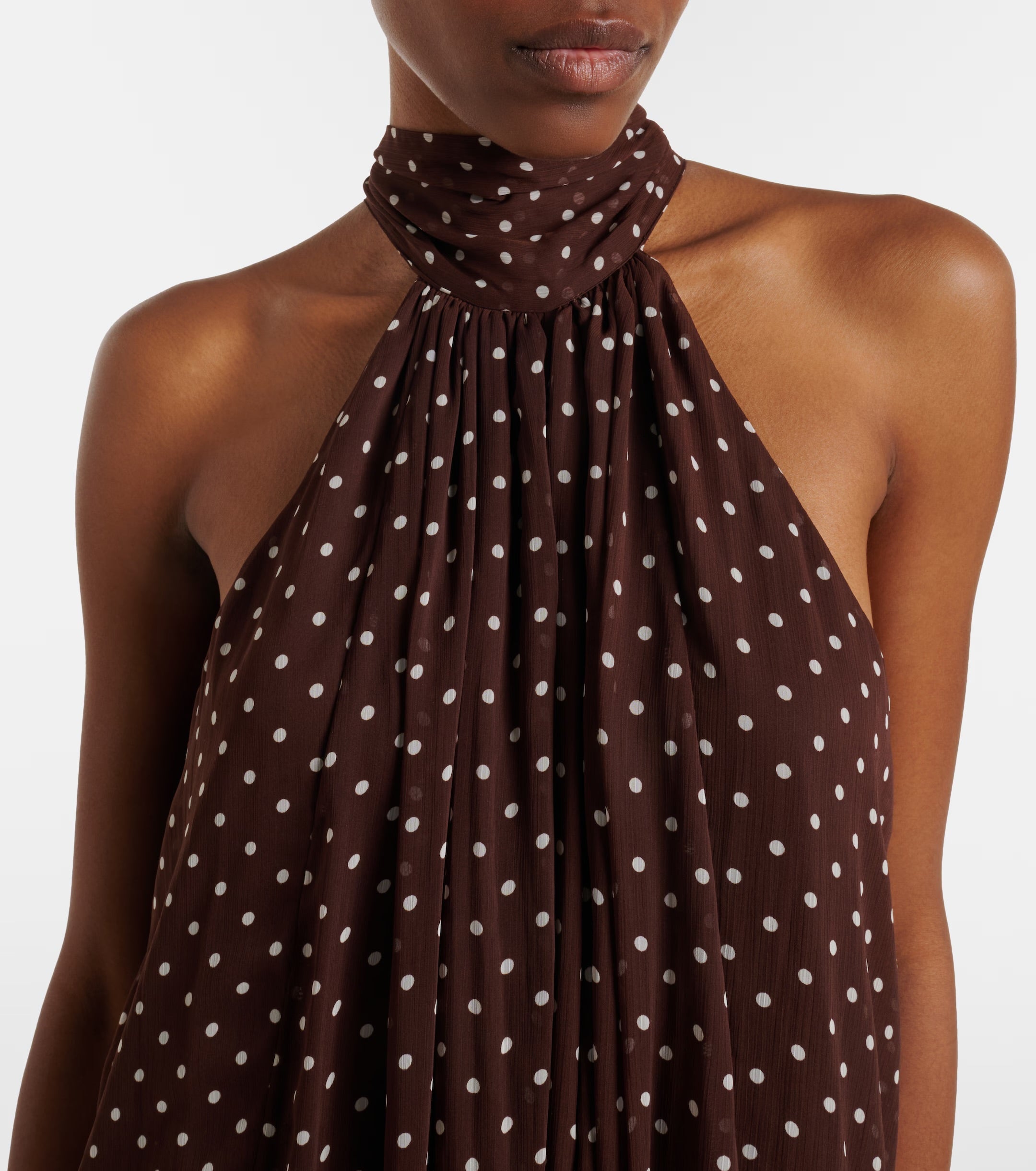Rotate Polka-Dot Chiffon Halterneck Jumpsuit