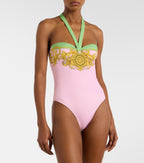Versace La Vacanza Printed Halterneck Swimsuit