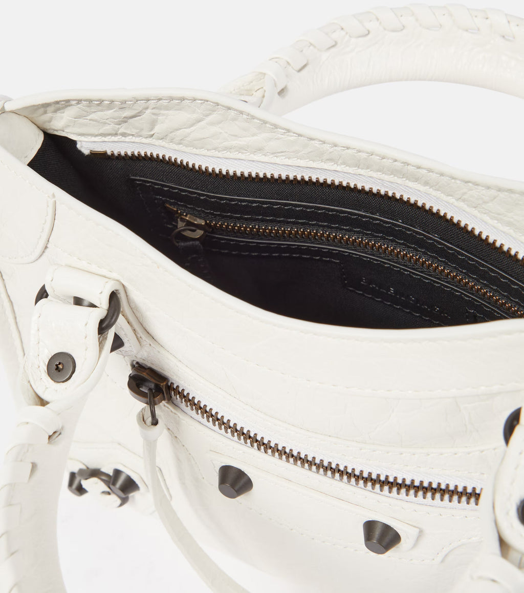 Balenciaga Le City Mini Leather Shoulder Bag White