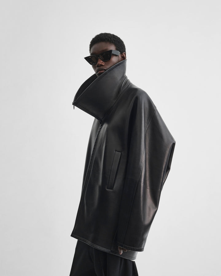 Swathe Jacket in Black Leather