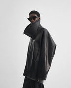 Swathe Jacket in Black Leather