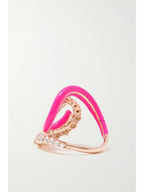 Riley Diamond and Enamel Ring, 18K Pink Gold
