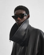 Swathe Jacket in Black Leather