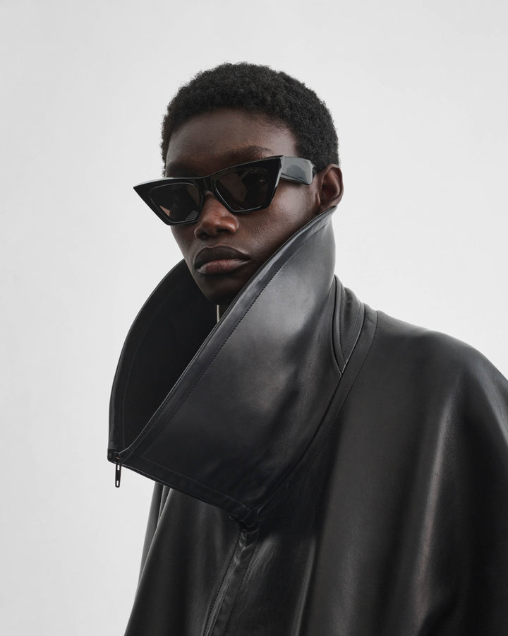 Swathe Jacket in Black Leather