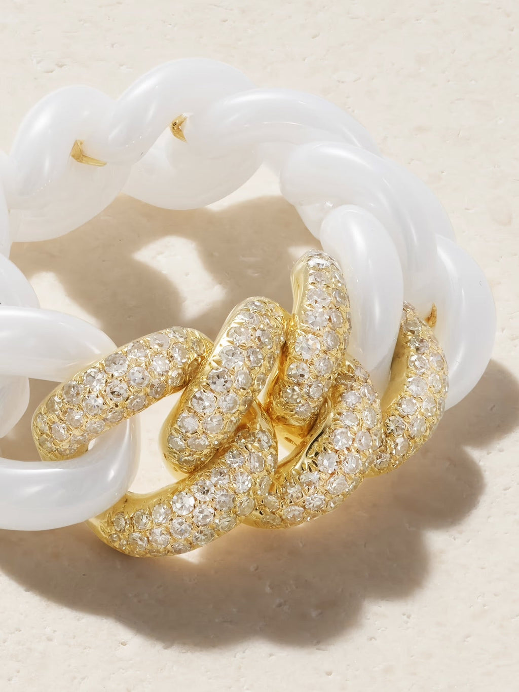 Essential Link Ceramic and Diamond Ring, 18K Gold