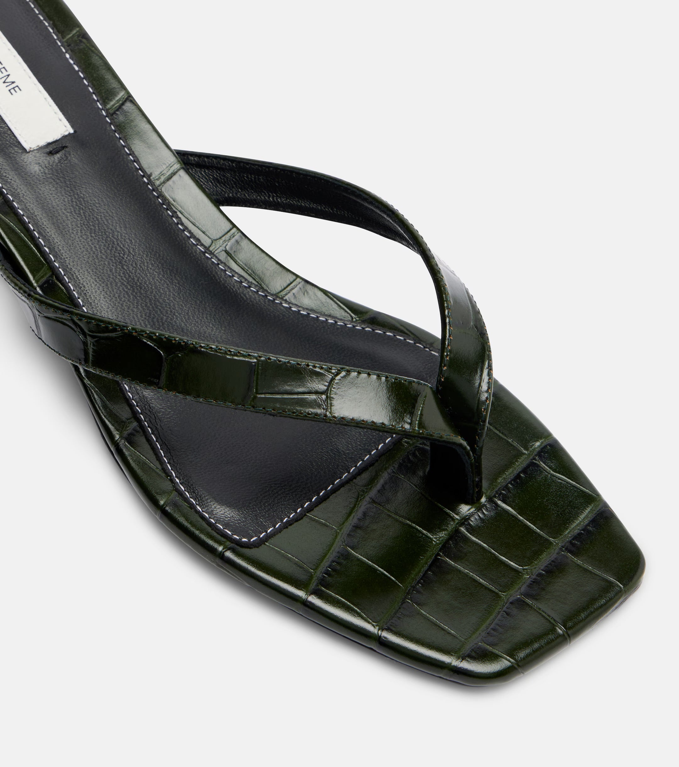 Toteme Croc-Effect Leather Thong Sandals – Green
