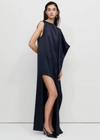 Bevza Asymmetric Maxi Dress - Dark Ink Navy