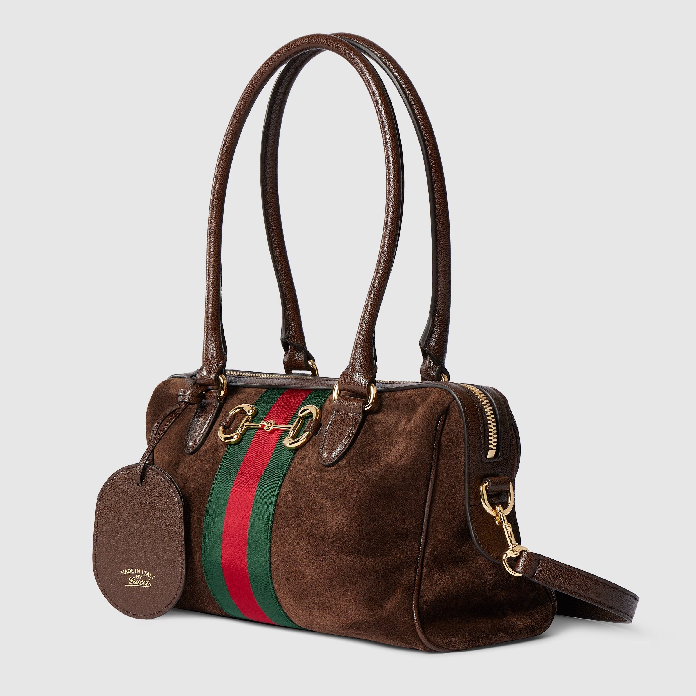 Borsetto Medium Boston Bag in Suede