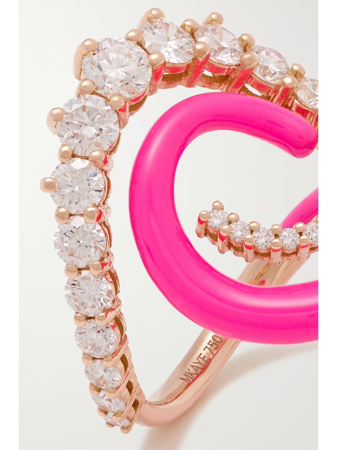 Riley Diamond and Enamel Ring, 18K Pink Gold