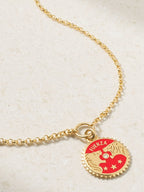 Solar & Lunar Strength Ceramic and Diamond Necklace, 18K Gold