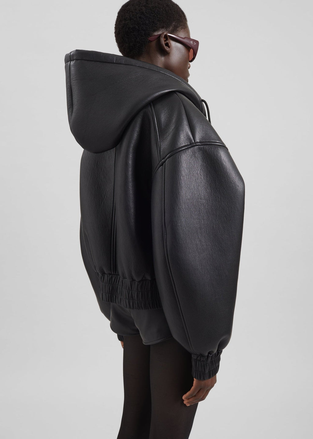 Jackson Faux Leather Bonded Bomber - Black