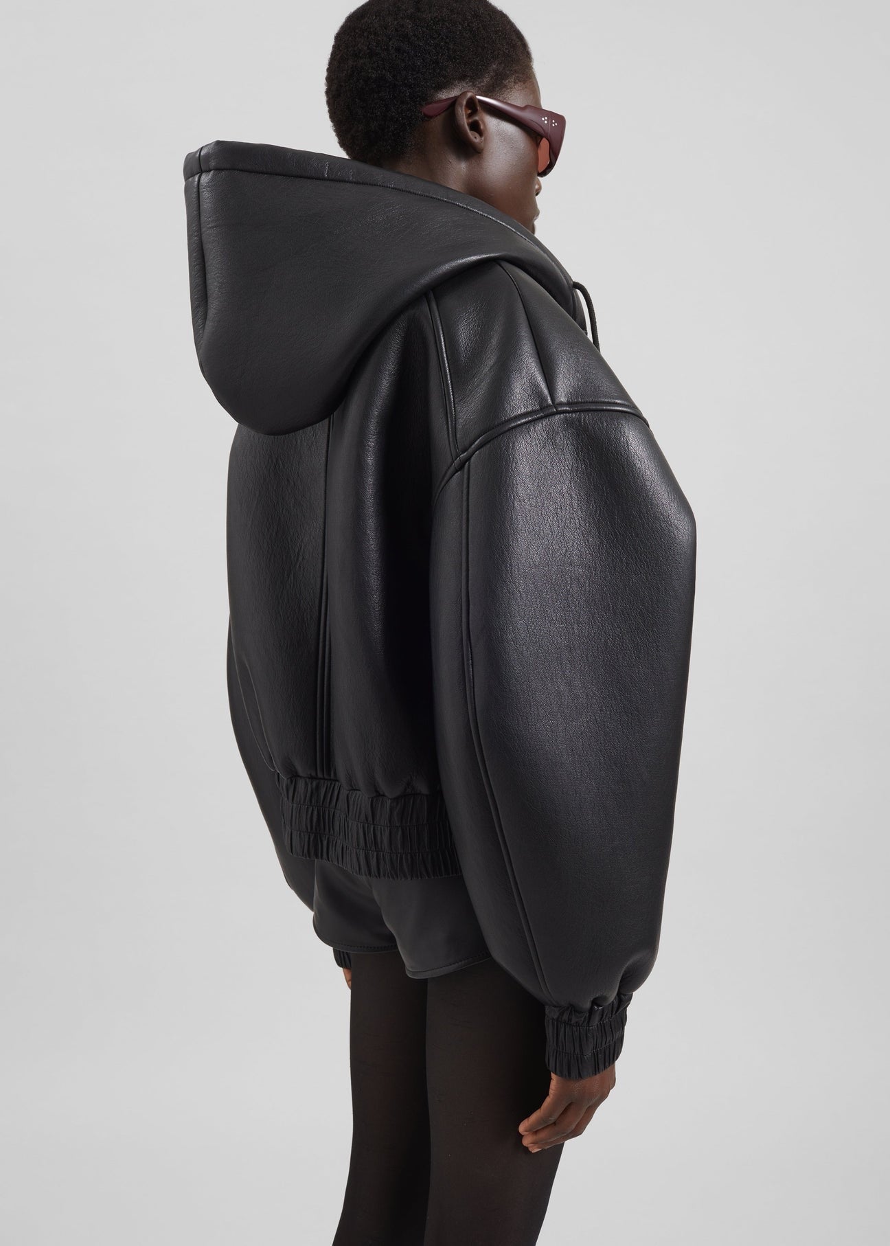 Jackson Faux Leather Bonded Bomber - Black