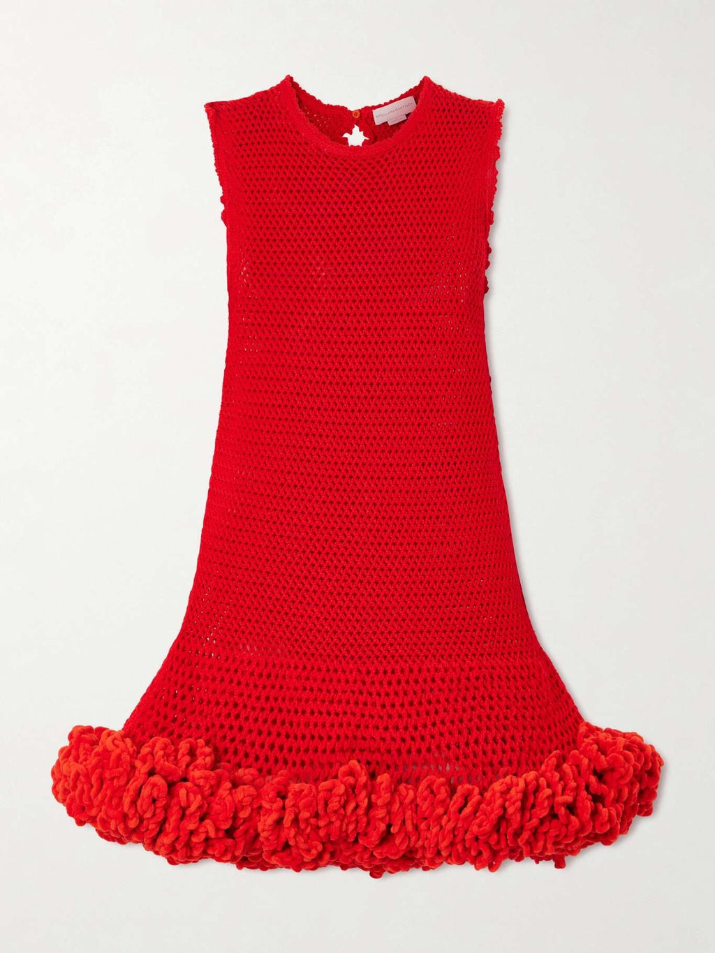 Nature Flow Ruffled Open-Knit Wool Mini Dress