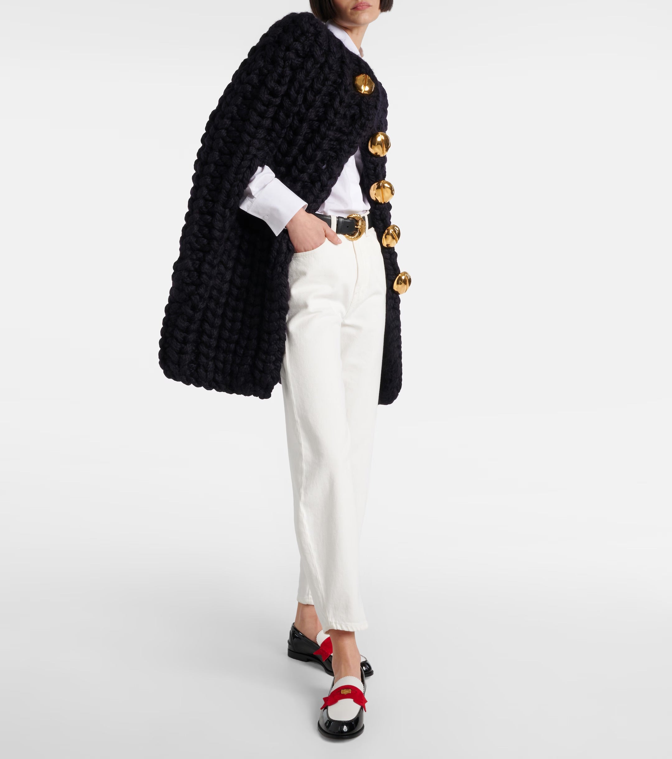 Christian Louboutin Penny Suede-Trimmed Patent Leather Loafers