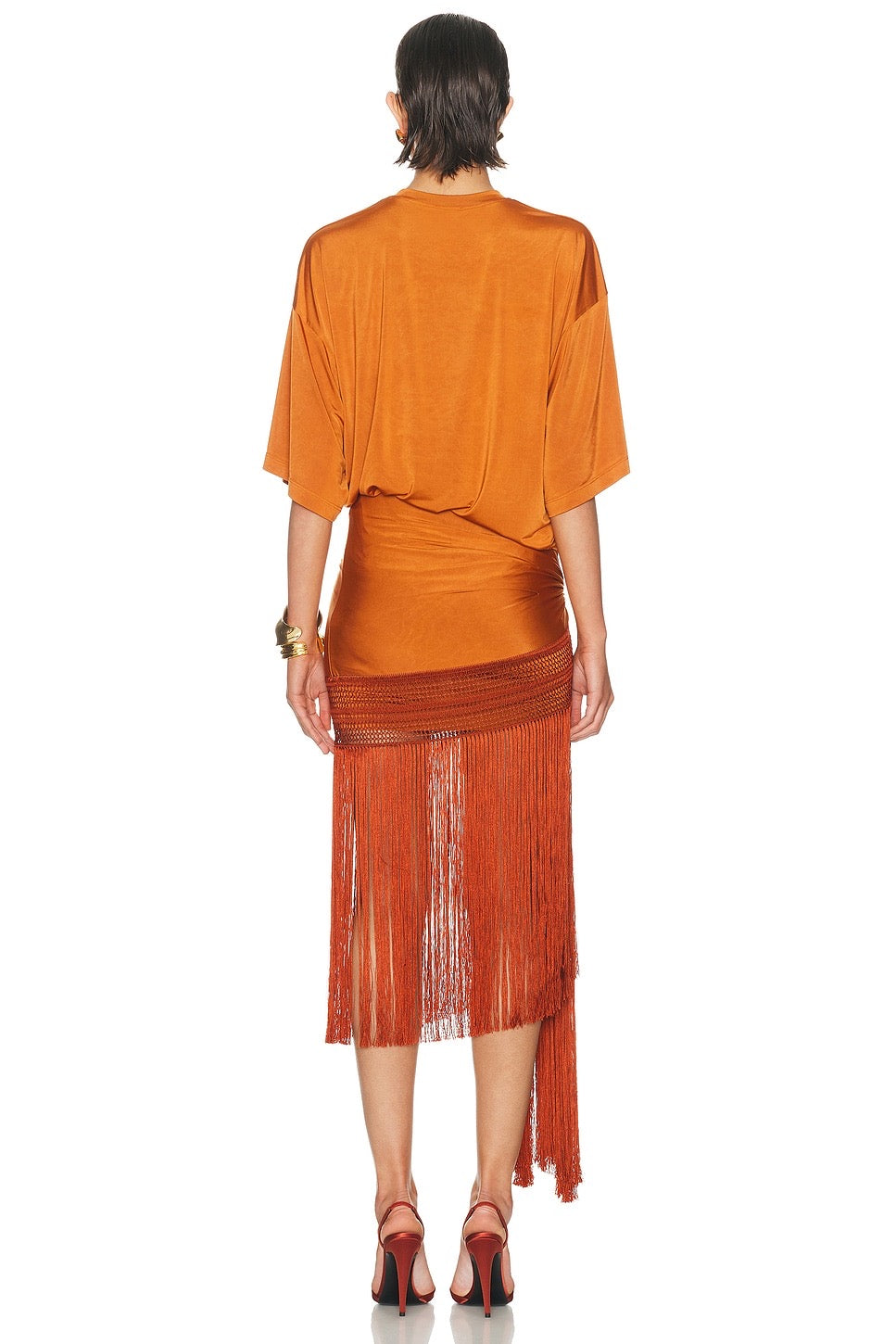 The Andamane Azul Fringed Shirt Mini Dress
