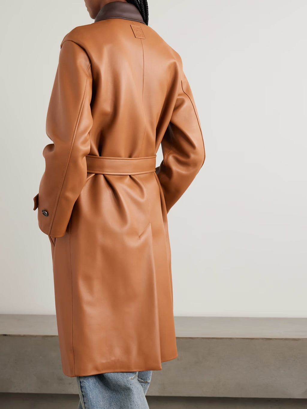 Loewe Belted Two-Tone Leather Coat
