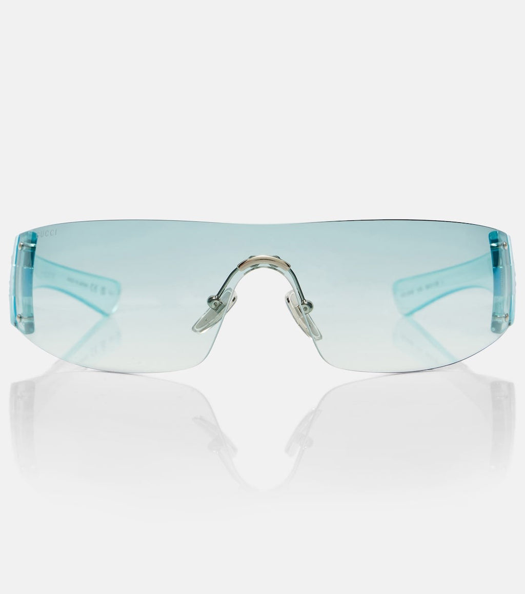 Leonie Interlocking G Mask Sunglasses — Blue