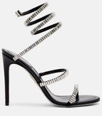 René Caovilla Cleo Spark Embellished Leather Sandals – Black