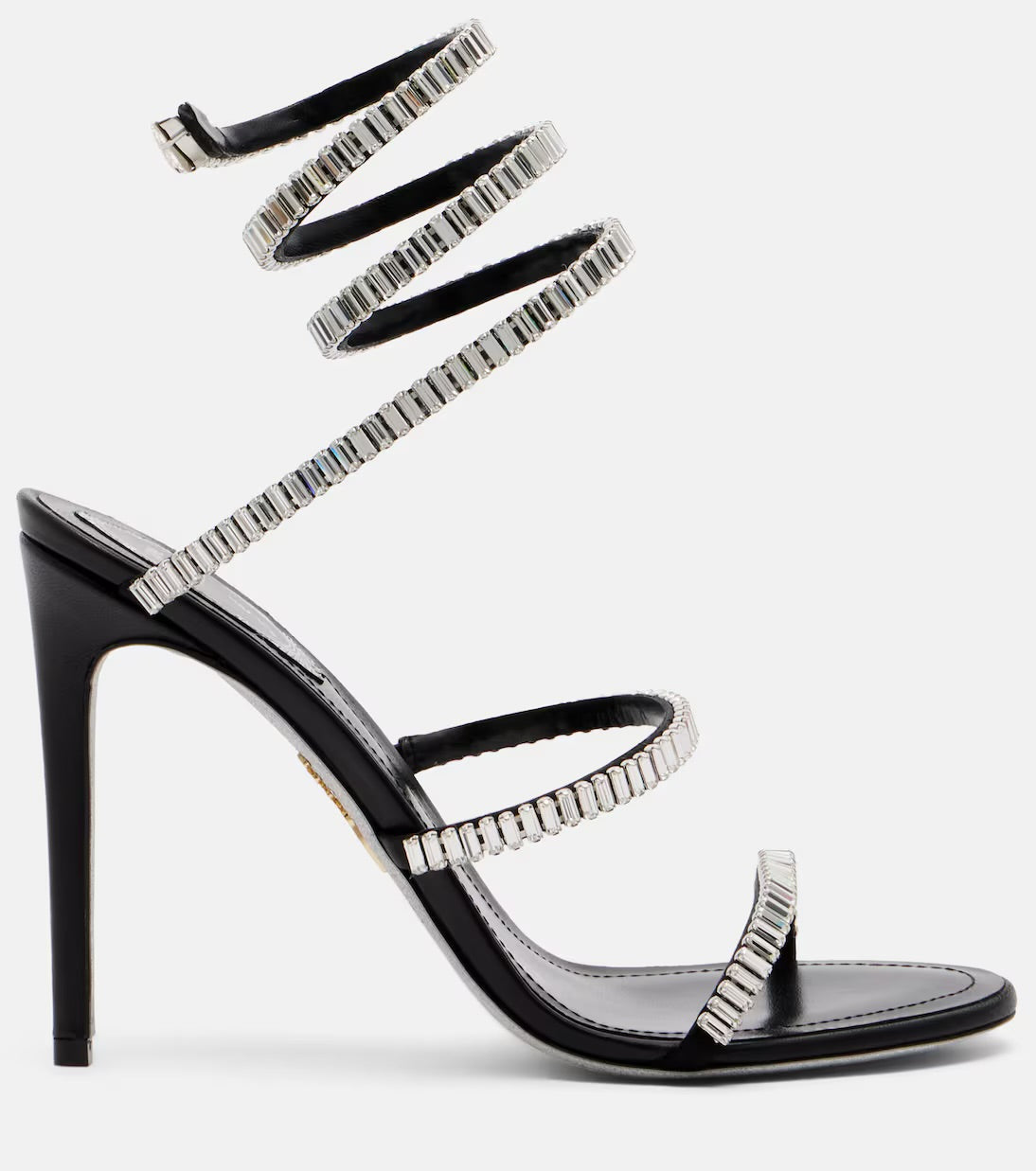 René Caovilla Cleo Spark Embellished Leather Sandals – Black