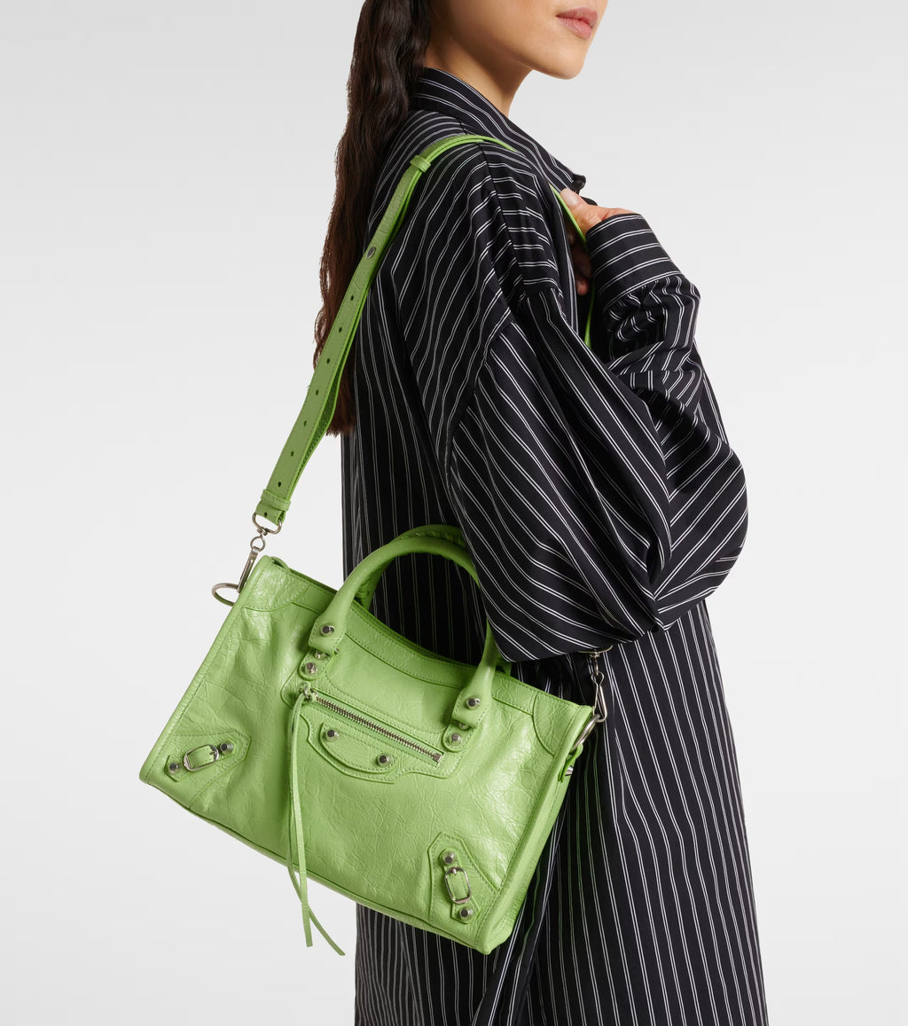 Balenciaga Le City Small Leather Tote Bag Green
