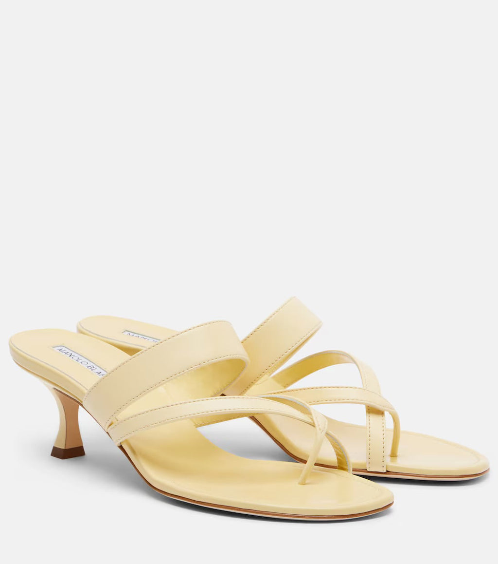 Manolo Blahnik Susa Leather Thong Sandals – Yellow