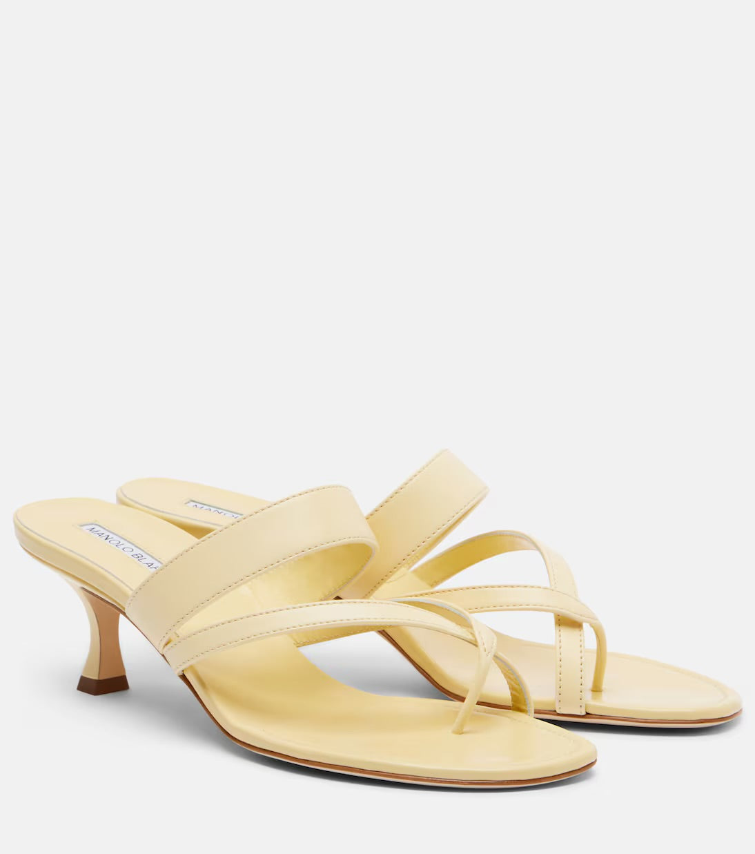 Manolo Blahnik Susa Leather Thong Sandals – Yellow