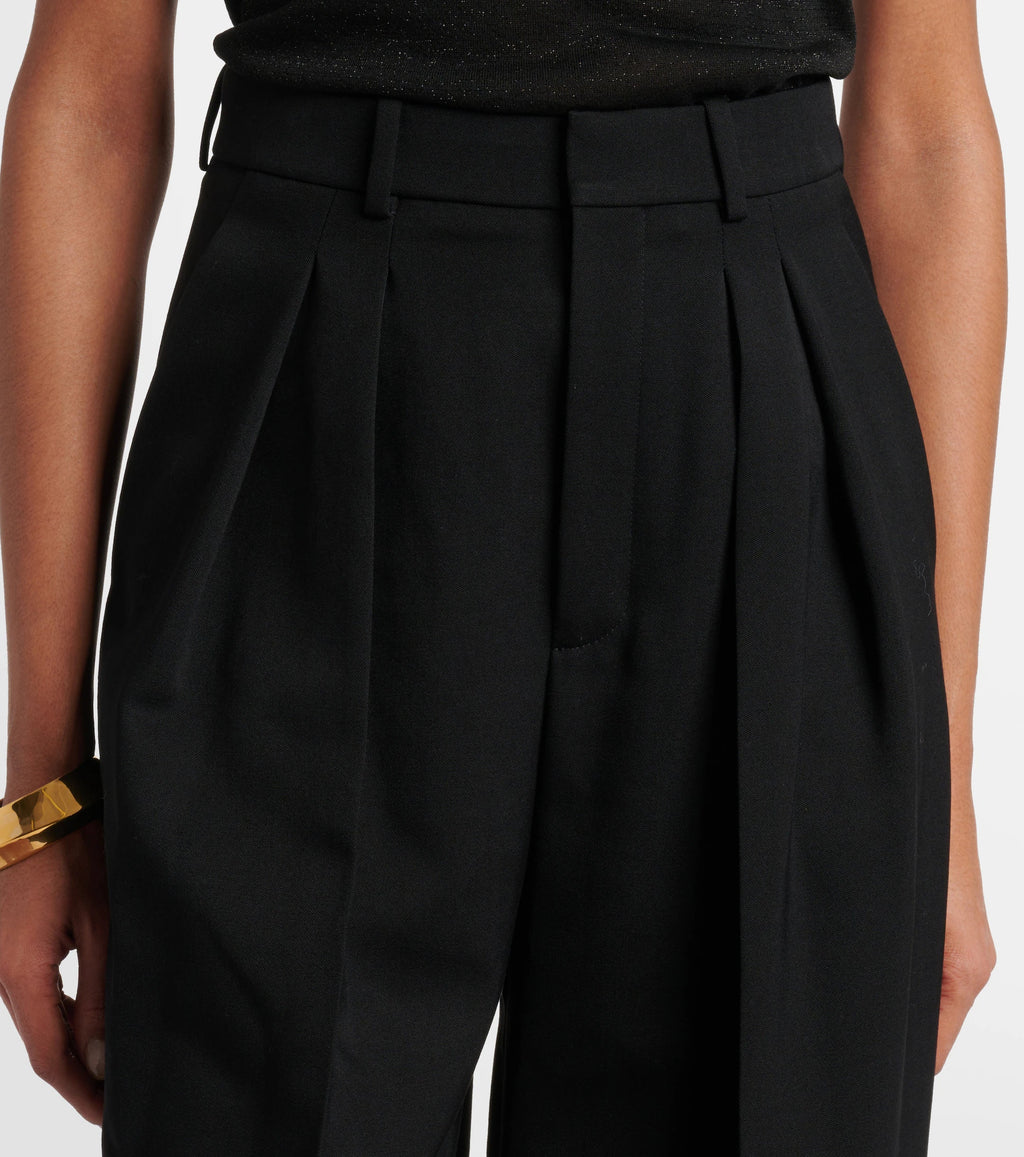 Saint Laurent High-Rise Wool Grain De Poudre Tuxedo Pants