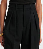 Saint Laurent High-Rise Wool Grain De Poudre Tuxedo Pants