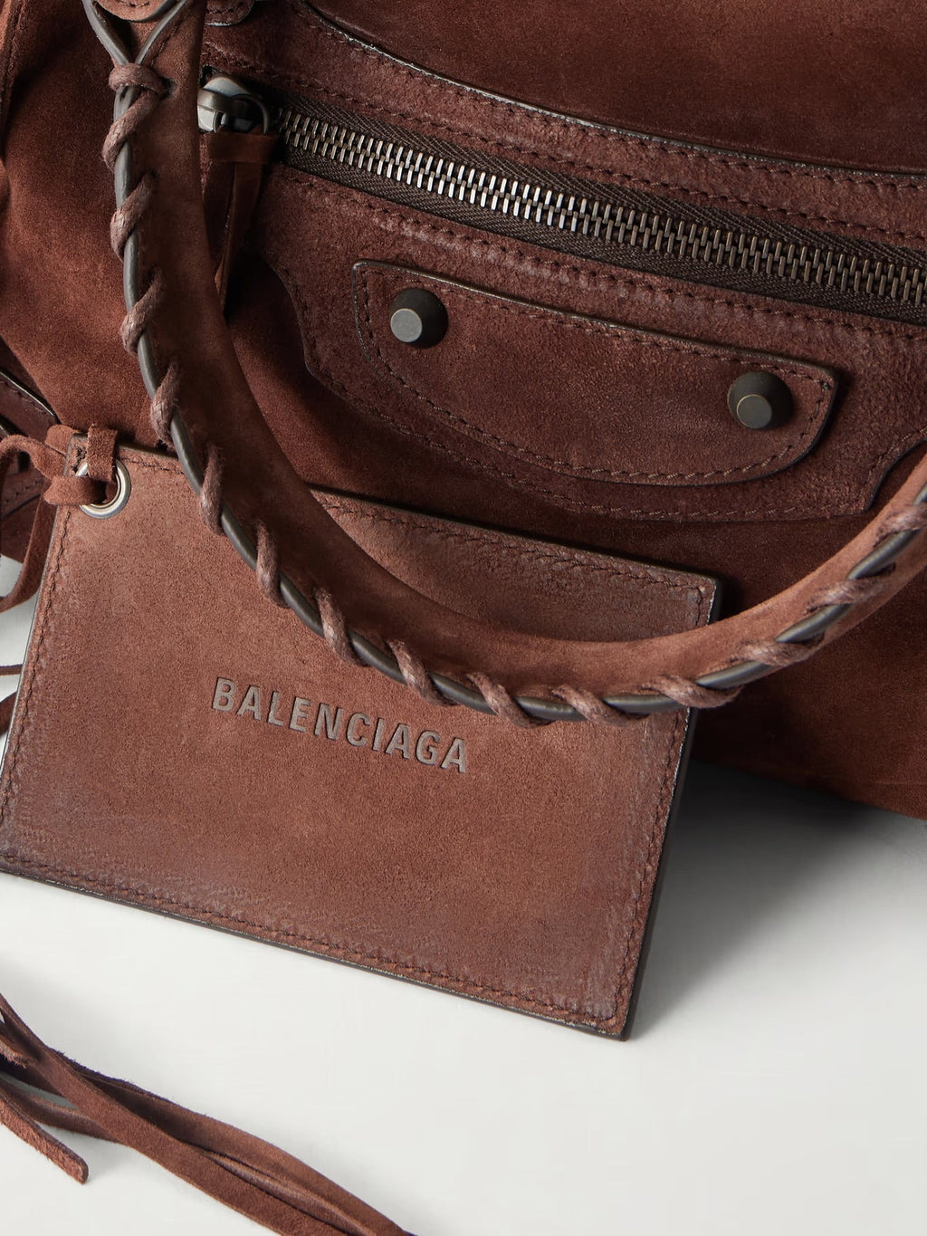 Balenciaga Le City Medium Suede Shoulder Bag