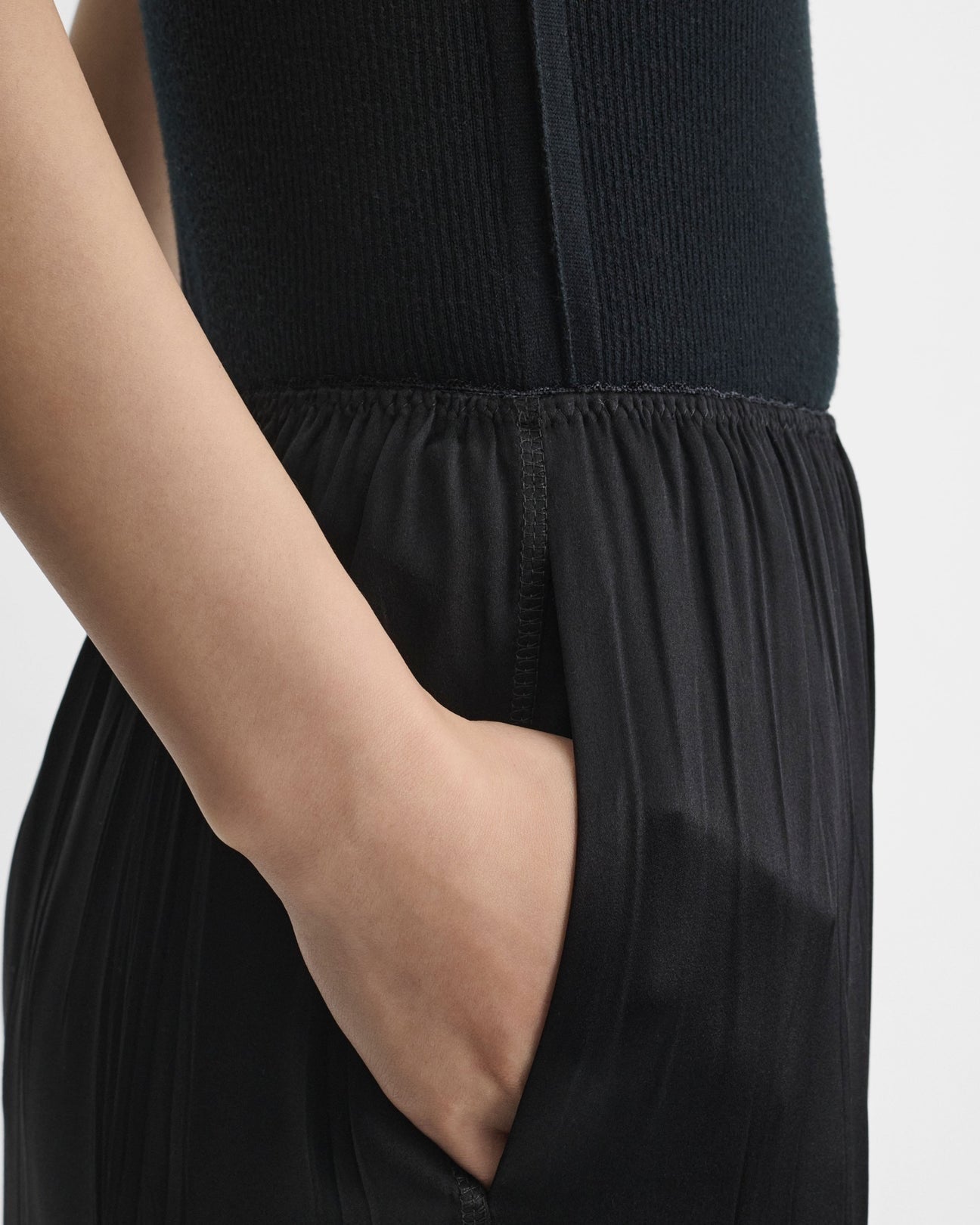 Phoebe Philo Fringed Slip Skirt in Black Silk