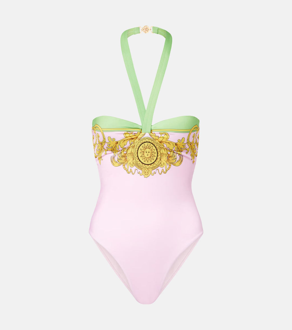 Versace La Vacanza Printed Halterneck Swimsuit