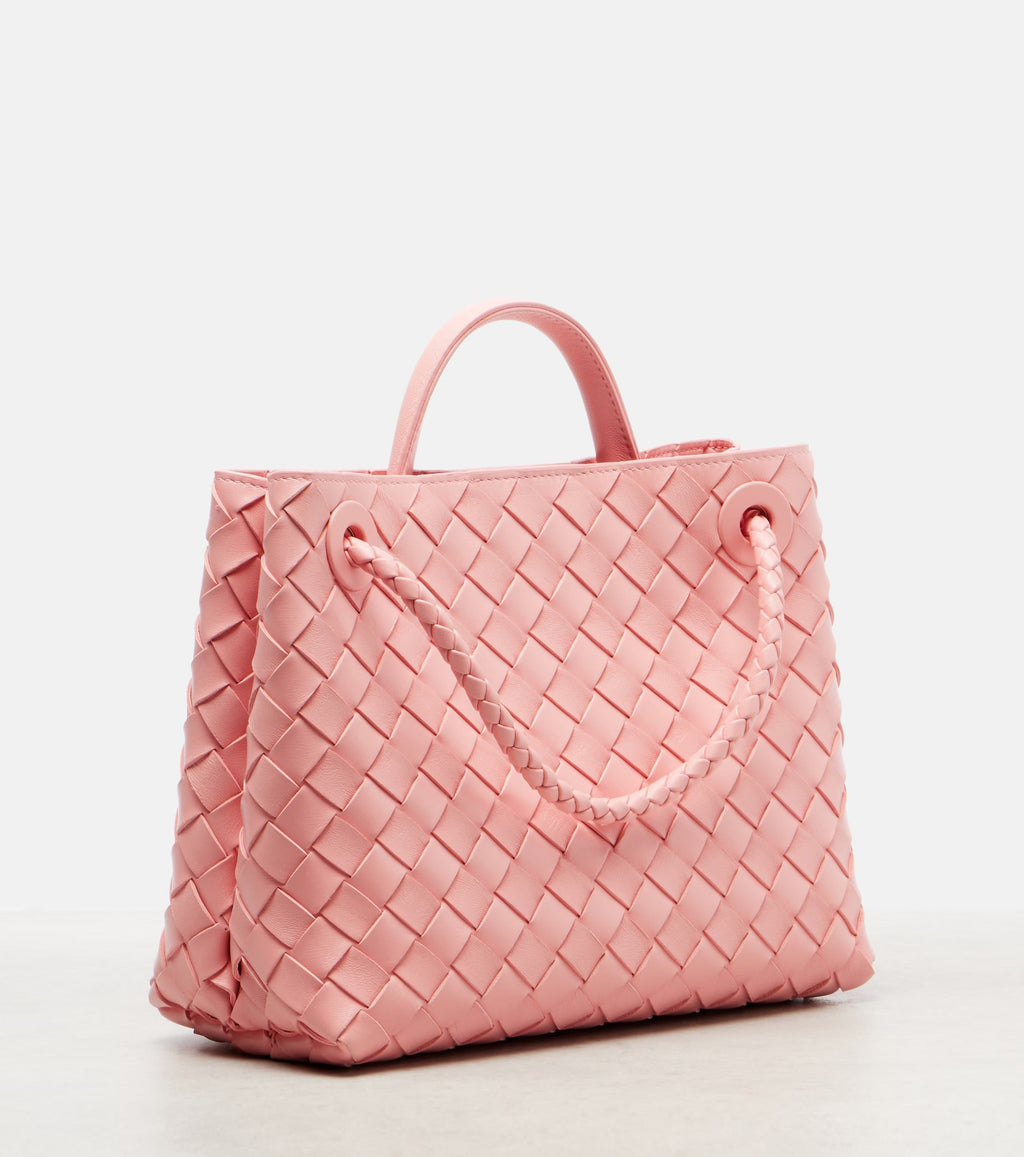 Bottega Veneta Andiamo Intrecciato Small Leather Tote – Pink