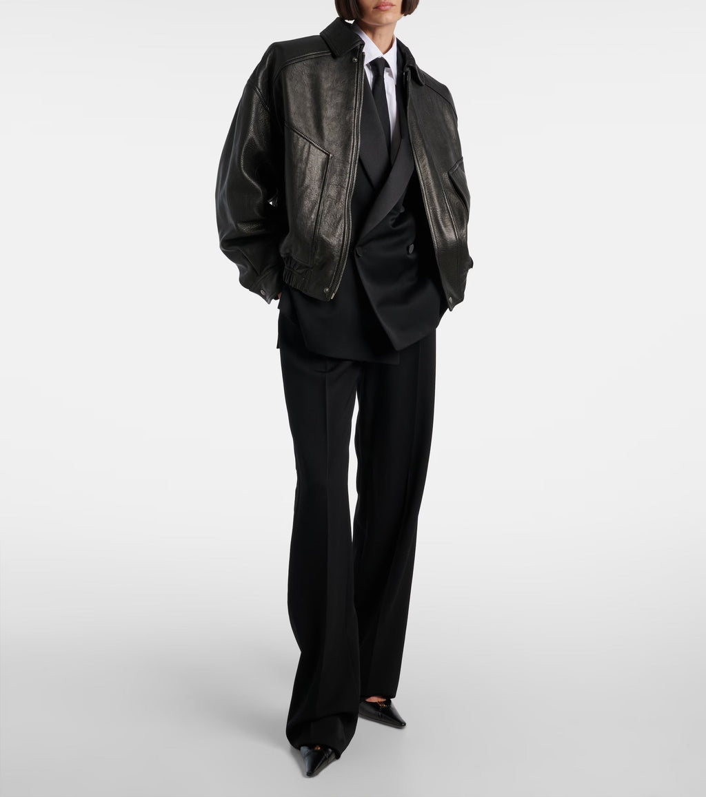 Saint Laurent Leather Bomber Jacket