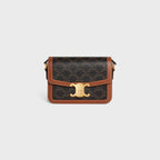 Céline Teen Triomphe Bag in Triomphe Canvas and Calfskin – Tan