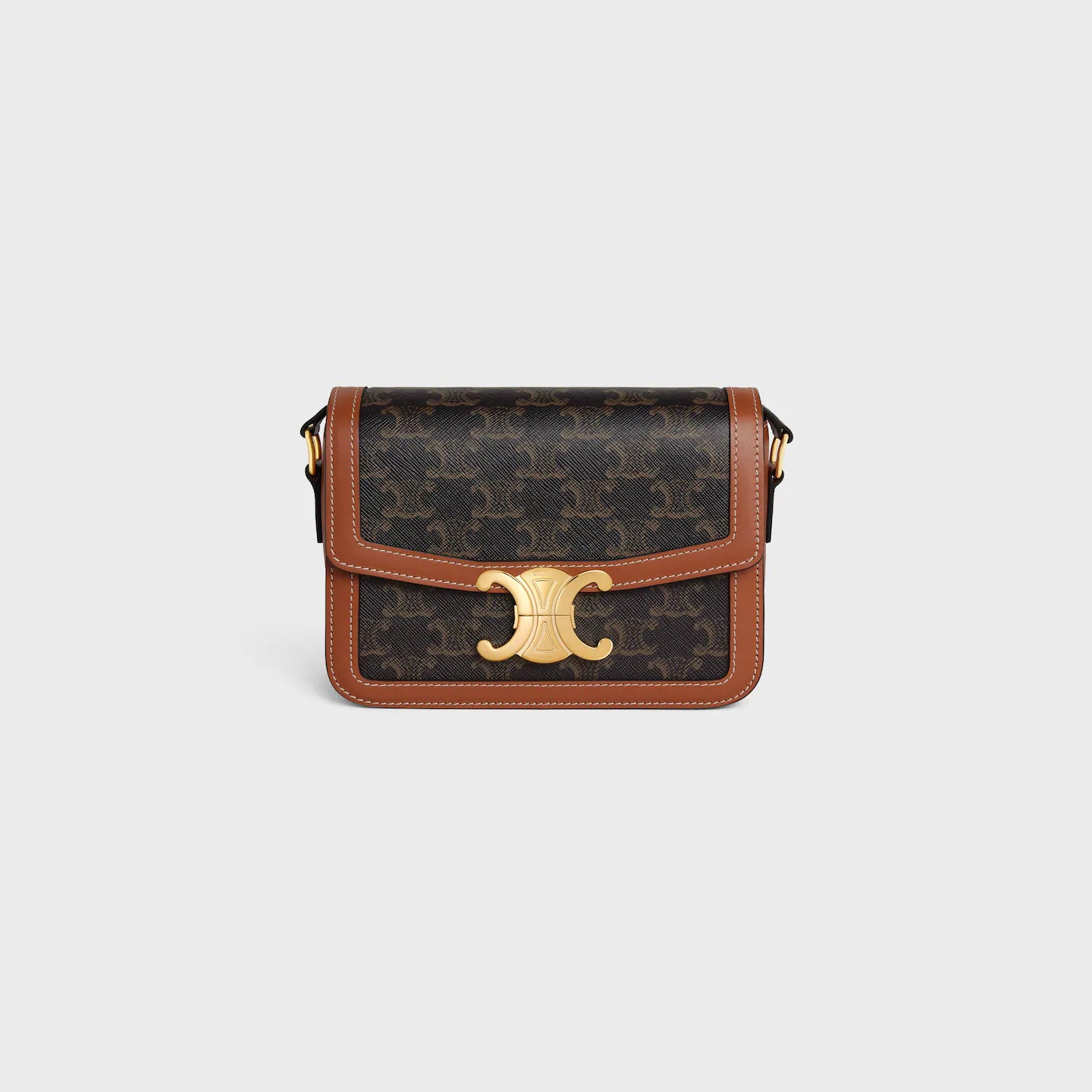 Céline Teen Triomphe Bag in Triomphe Canvas and Calfskin – Tan