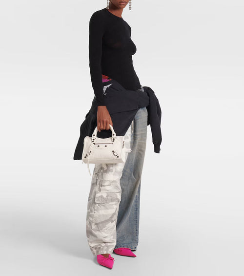 Balenciaga Le City Mini Leather Shoulder Bag White