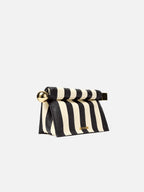 Rond Carré Striped Clutch – Black & Ivory Raffia