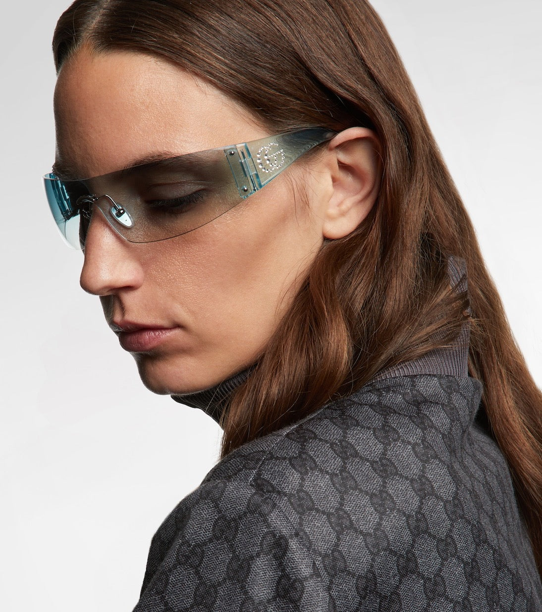 Leonie Interlocking G Mask Sunglasses — Blue