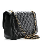 Caviar Quilted Jumbo Double Flap Black