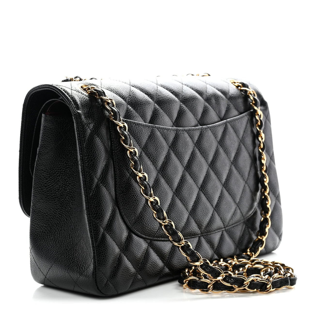 Caviar Quilted Jumbo Double Flap Black