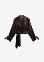Simona Cropped Satin Trench Coat