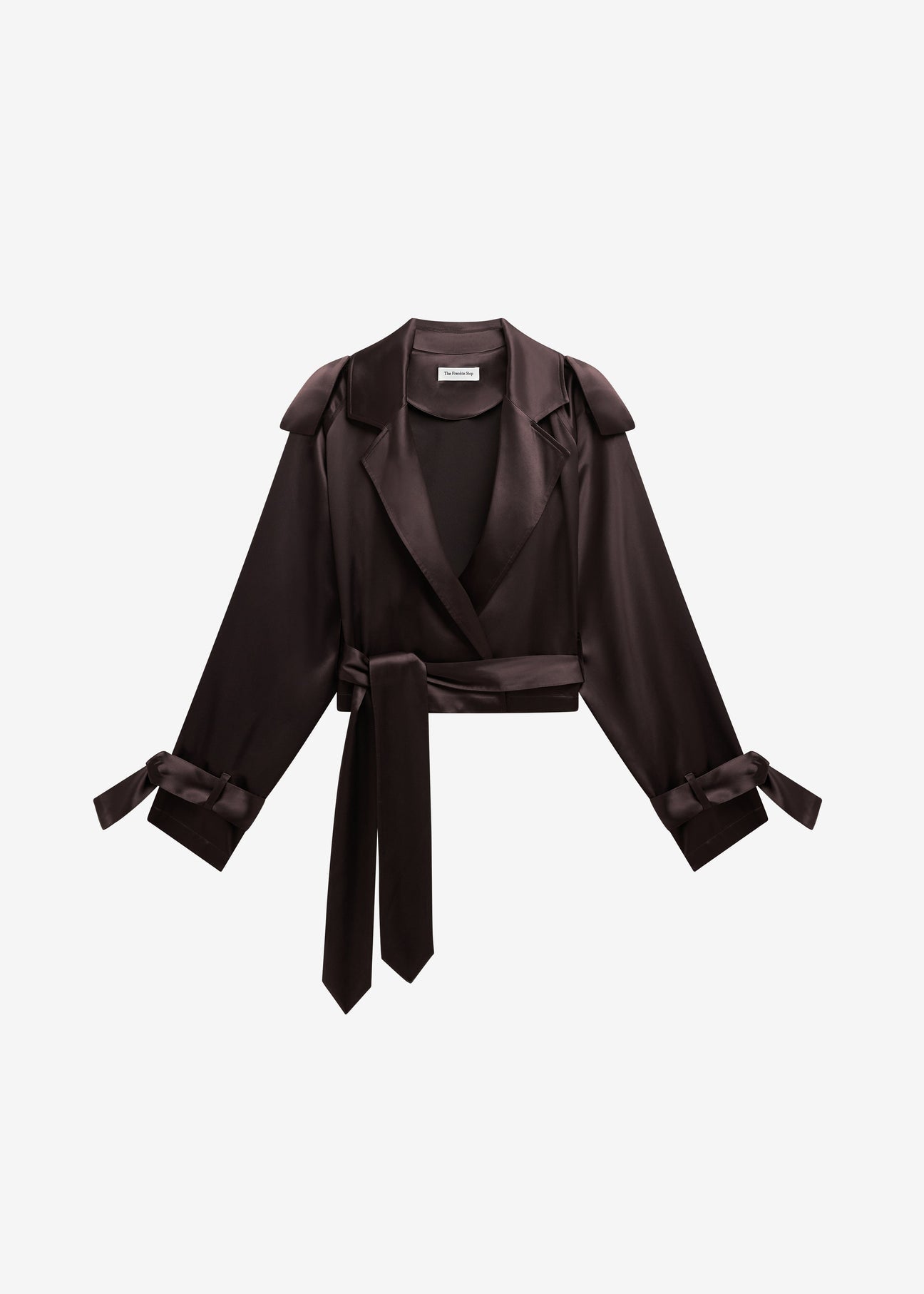 Simona Cropped Satin Trench Coat